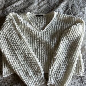 Love Tree Textured Cream V-Neck Sweater